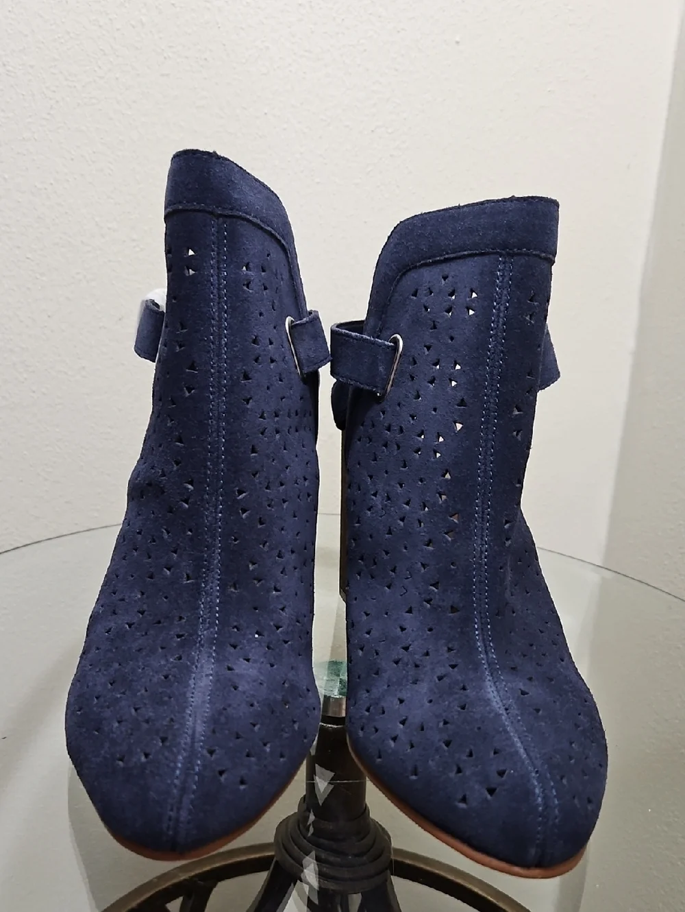 crown & ivy navy booties buckle